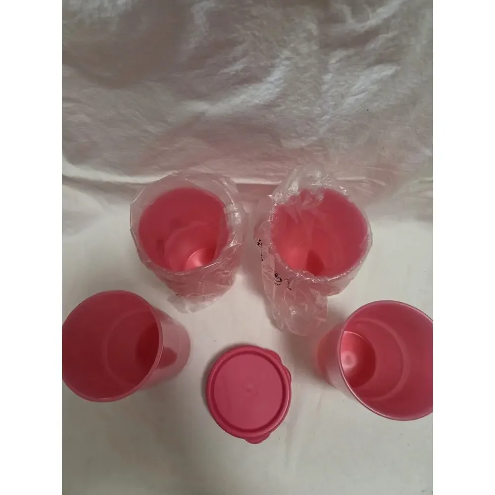 New TUPPERWARE PINK TUMBLERS with SEALS-4PC
